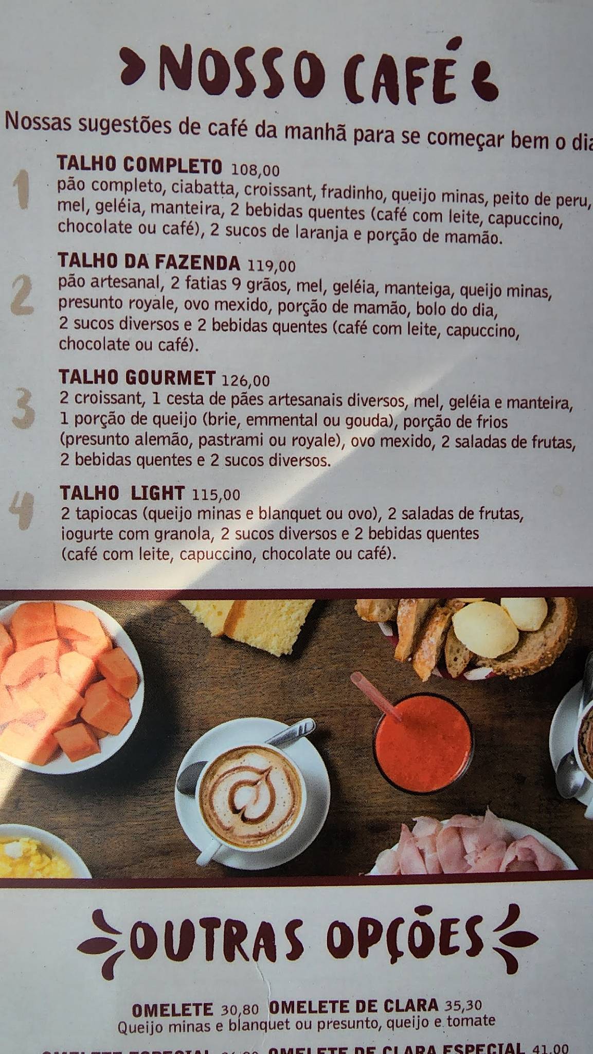 Talho Café cardápio