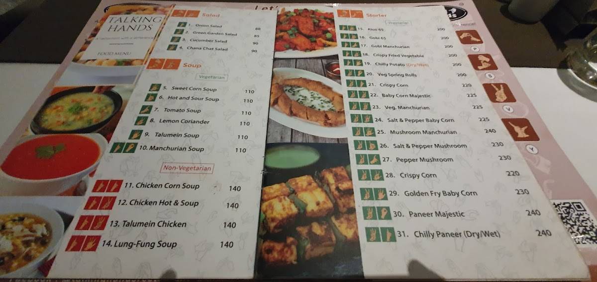 Talking Hands Restaurant menu