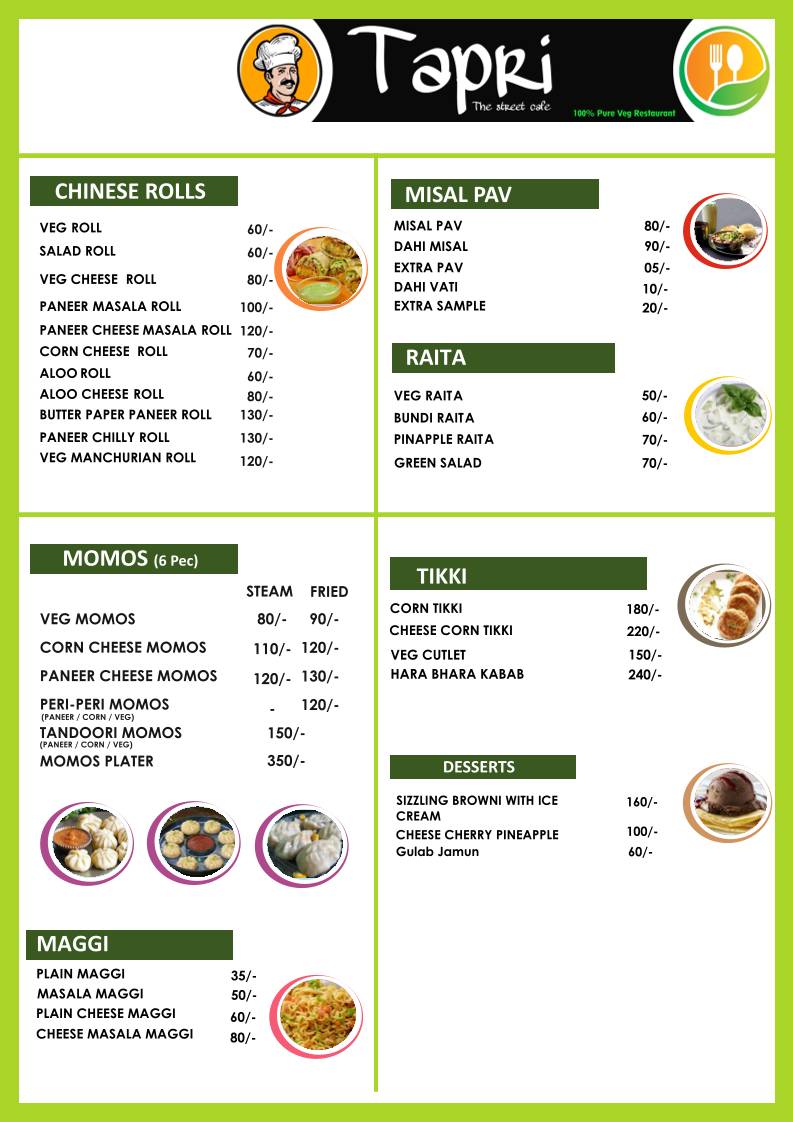 Tapri The Street Café menu