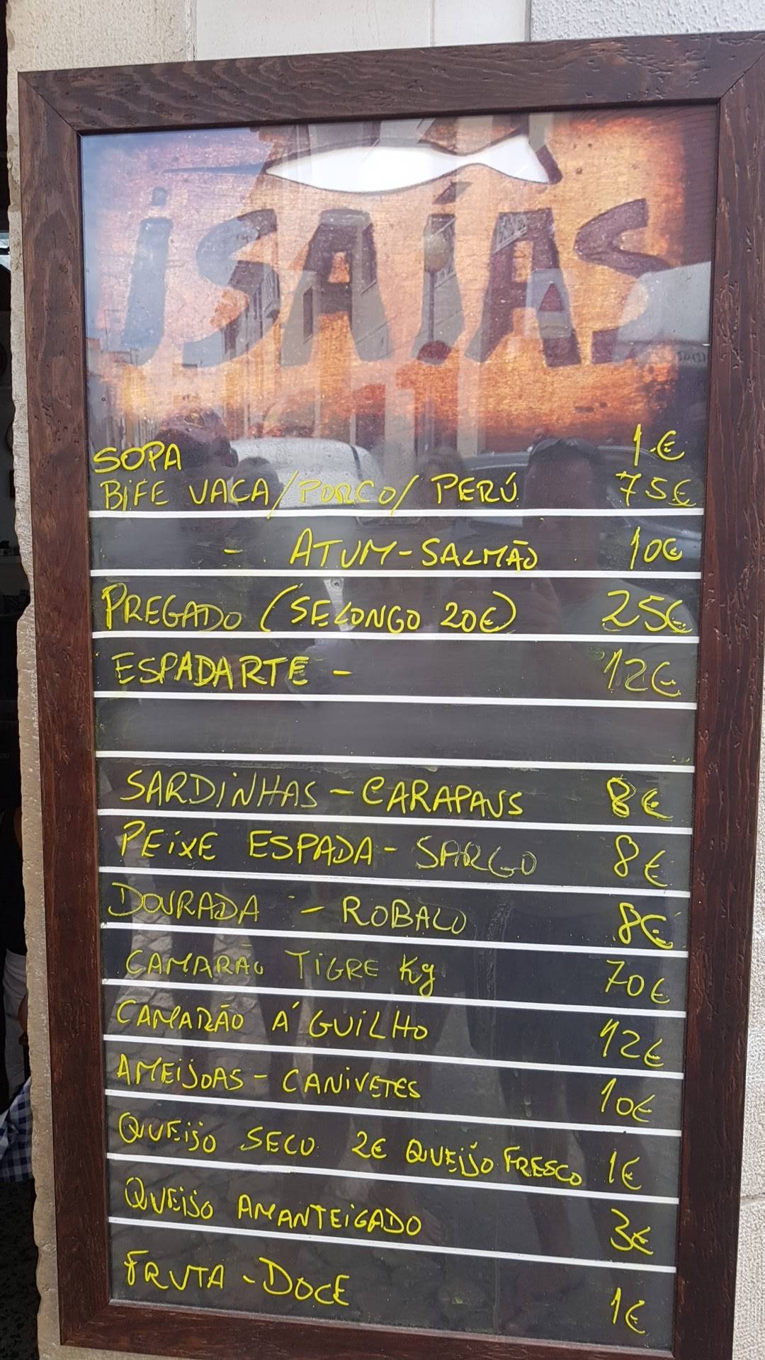 Menu Em Tasca Do Isa as Restaurante Sesimbra