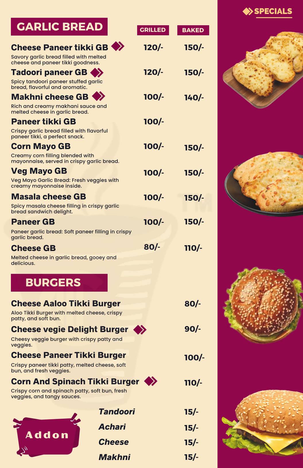 Tealand Cafe menu