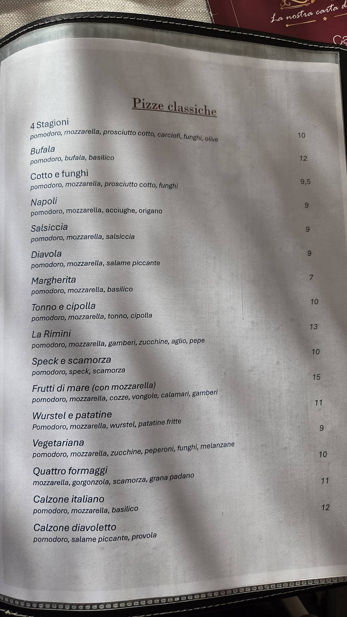 Menu di Osteria Teatro in Piazza 