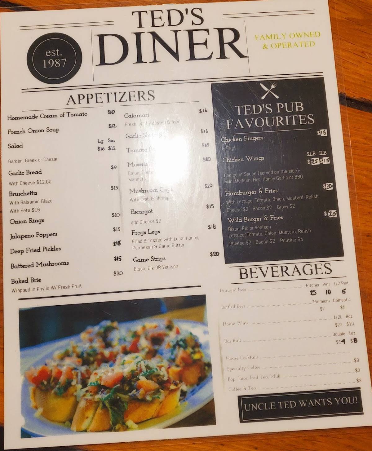 Menu at Ted's Range Road Diner restaurant, Meaford, RR1