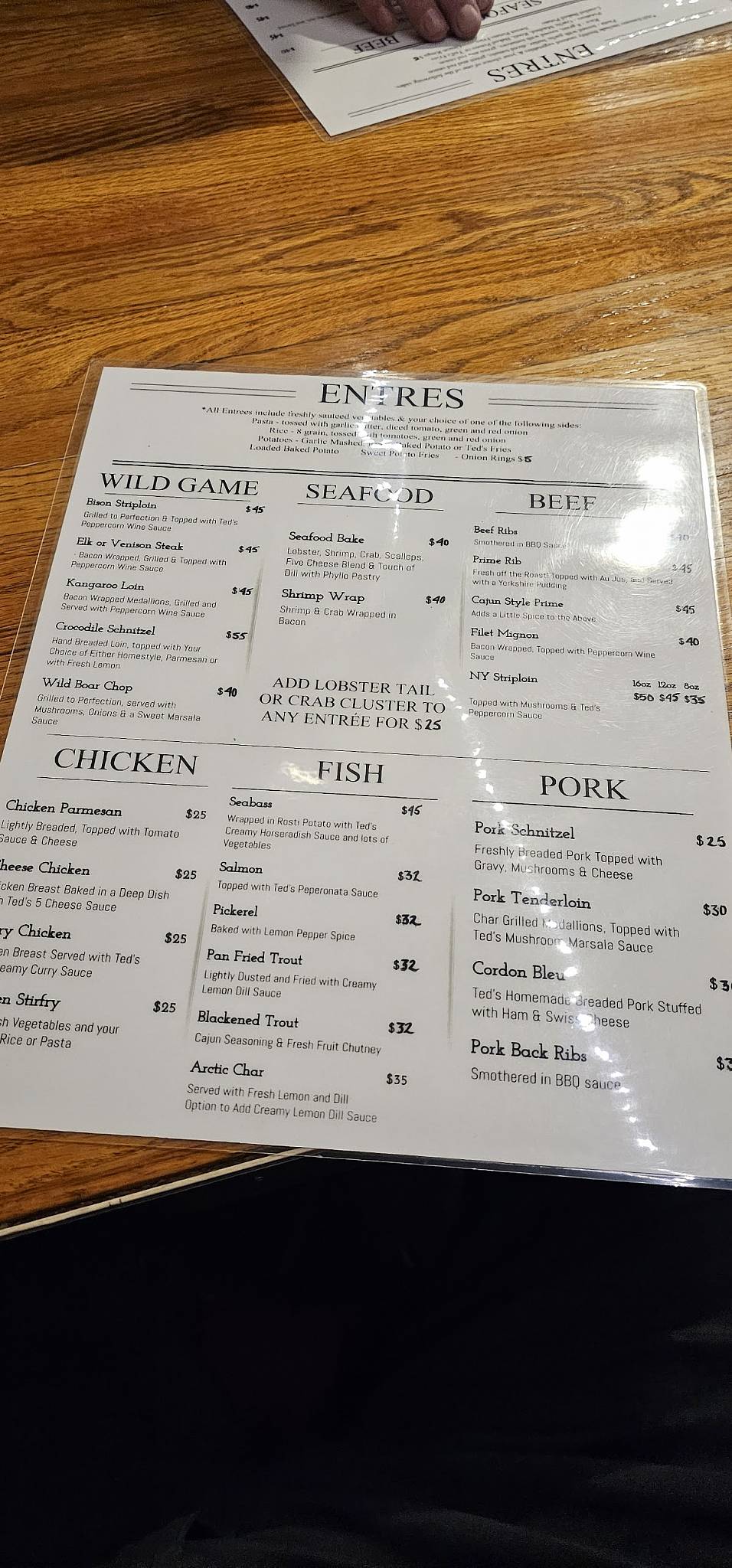 Menu at Ted's Range Road Diner restaurant, Meaford, RR1