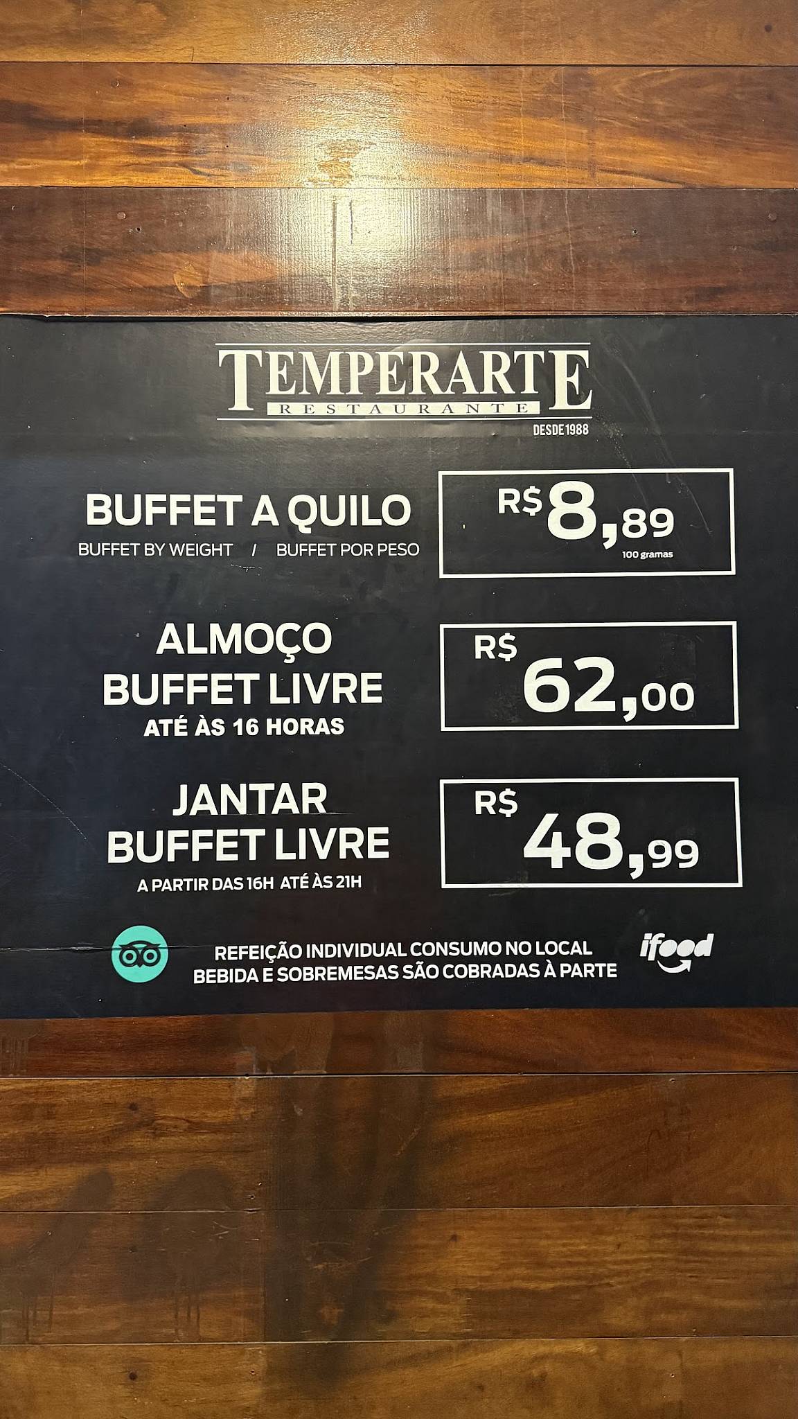 Temperarte Bolivar cardápio