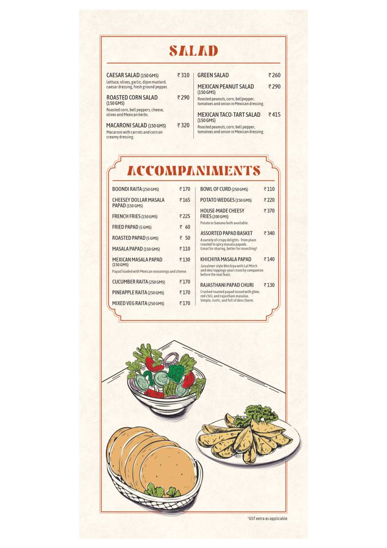 Terracotta Multicuisine Restaurant & Banquet menu