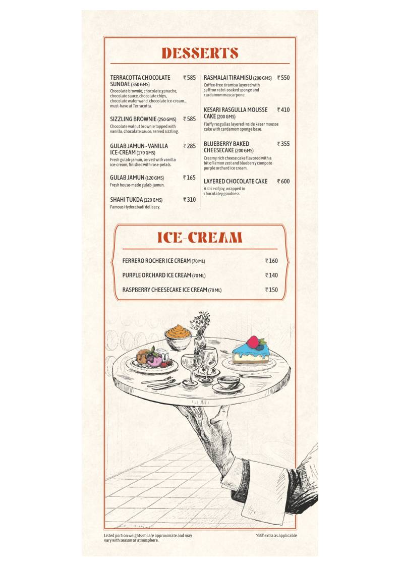 Terracotta Multicuisine Restaurant & Banquet menu