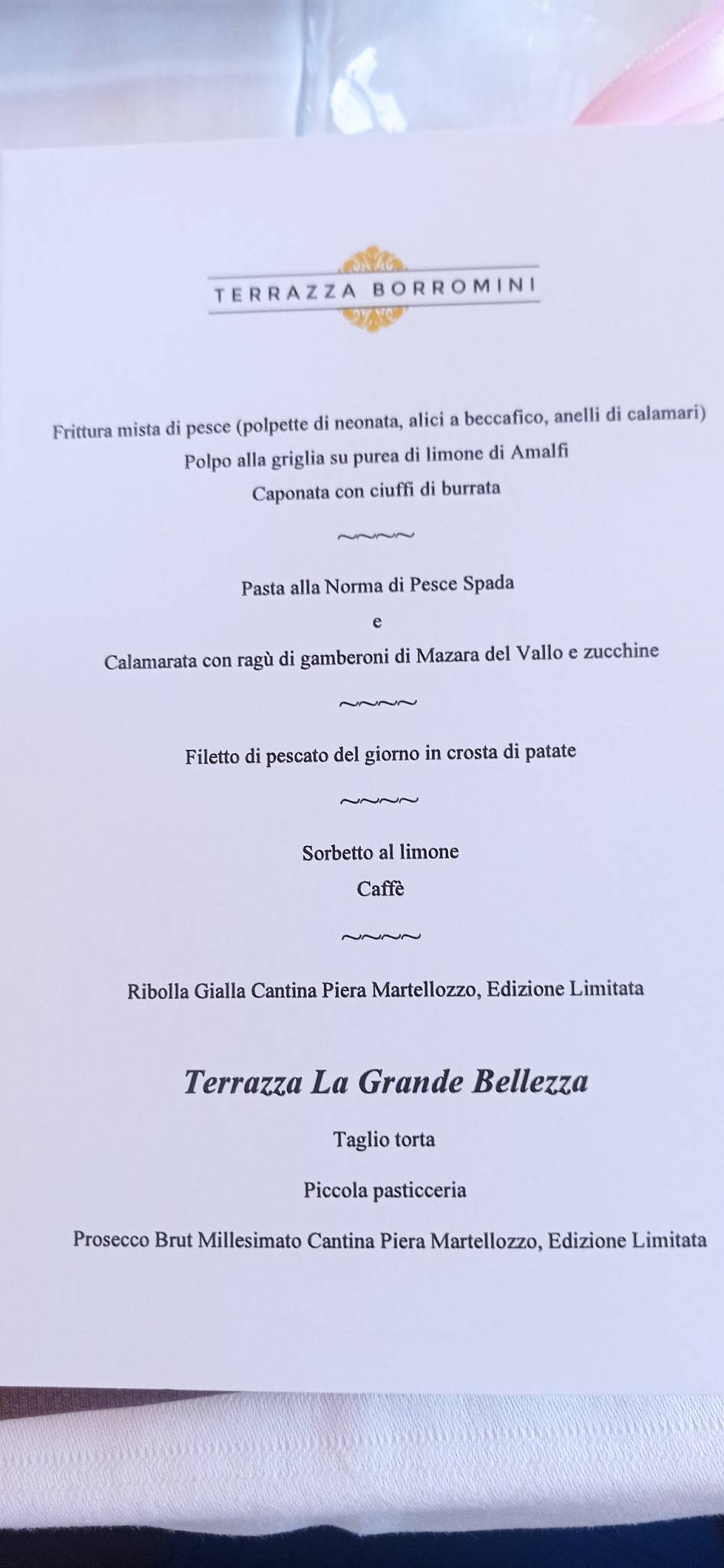 Menu di Terrazza Borromini 