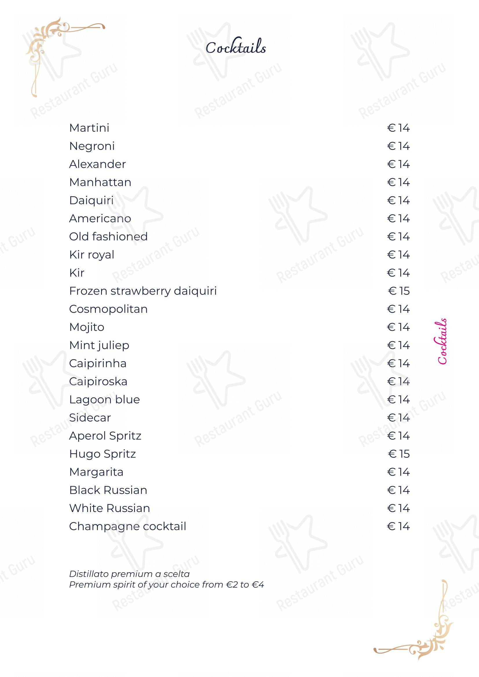 Menu di Terrazza Flavia - Menu bar