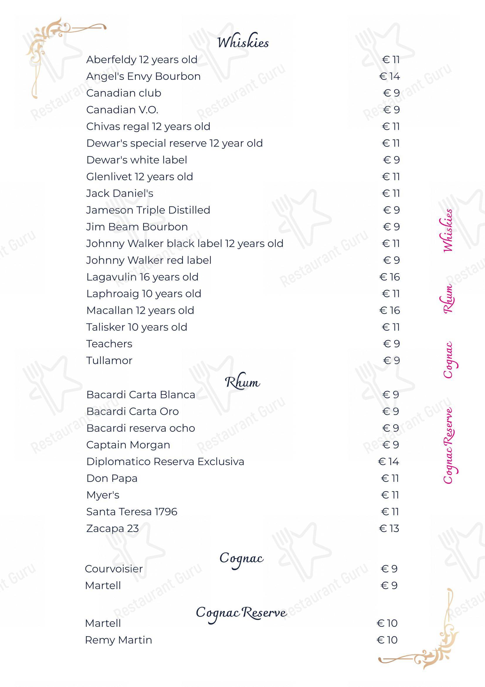 Menu bar per Terrazza Flavia in Roma