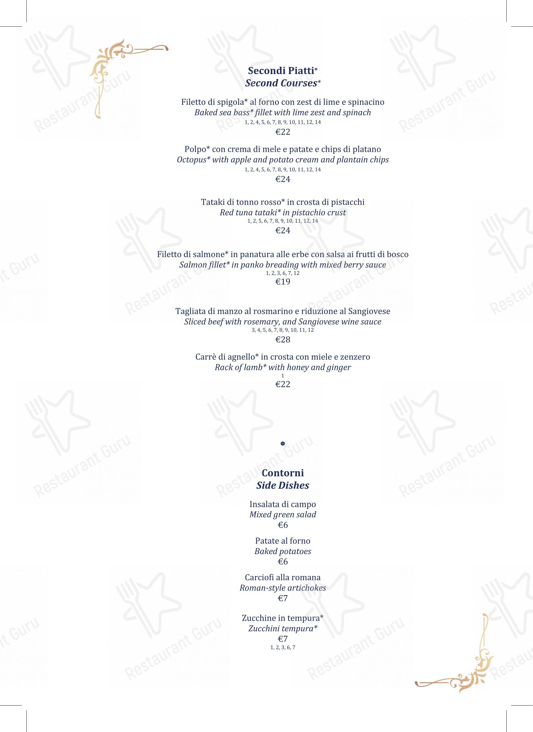 Menu per Terrazza Flavia in Roma