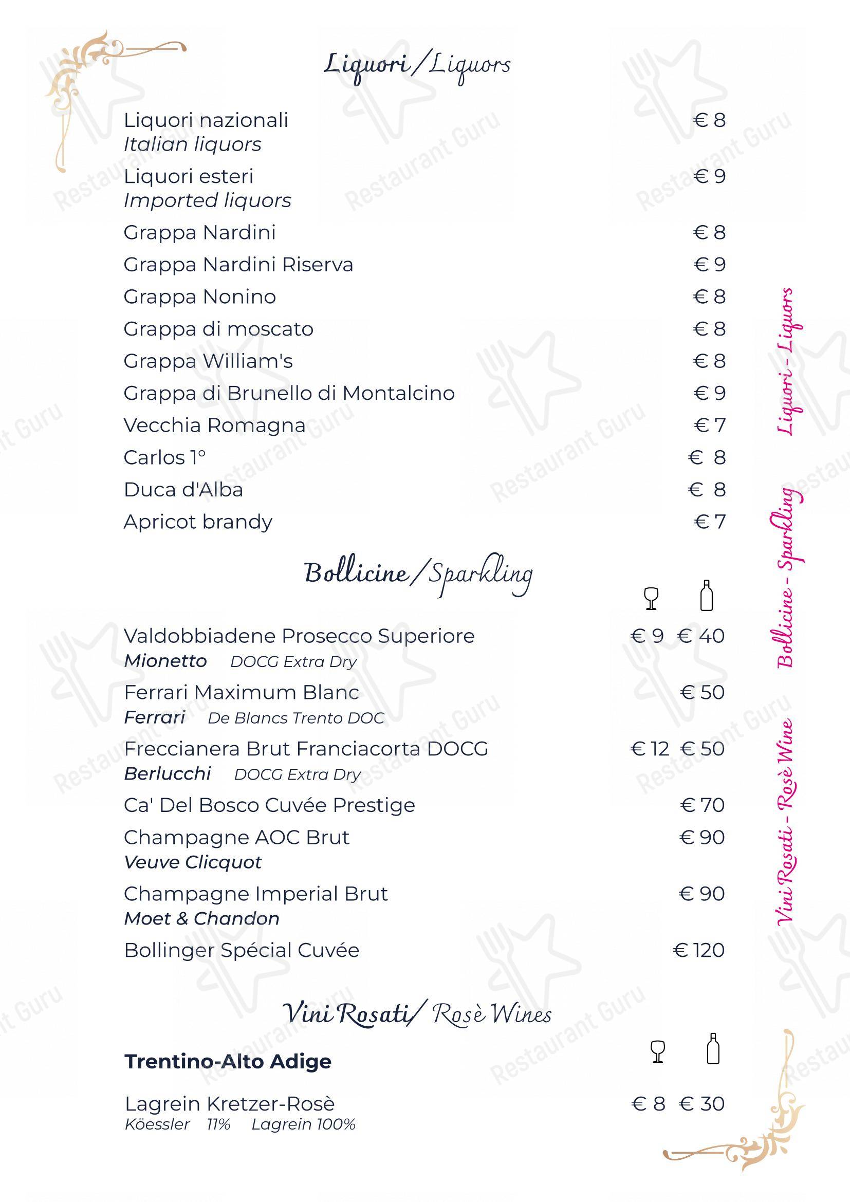 Terrazza Flavia in Roma - Menu bar