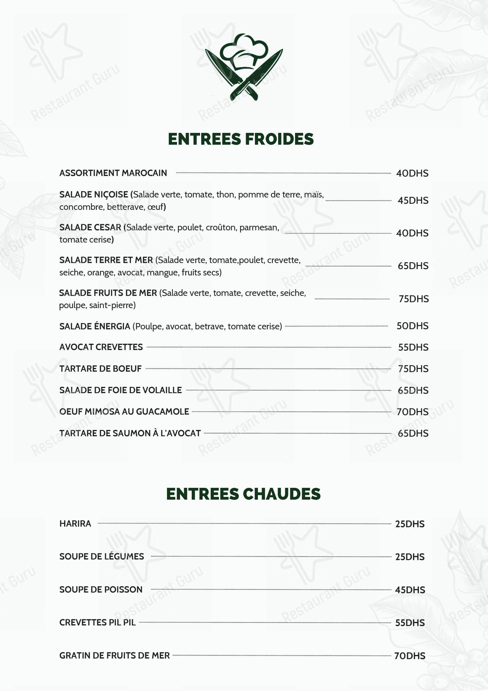 Terre et Mer dans Labourse - Menu