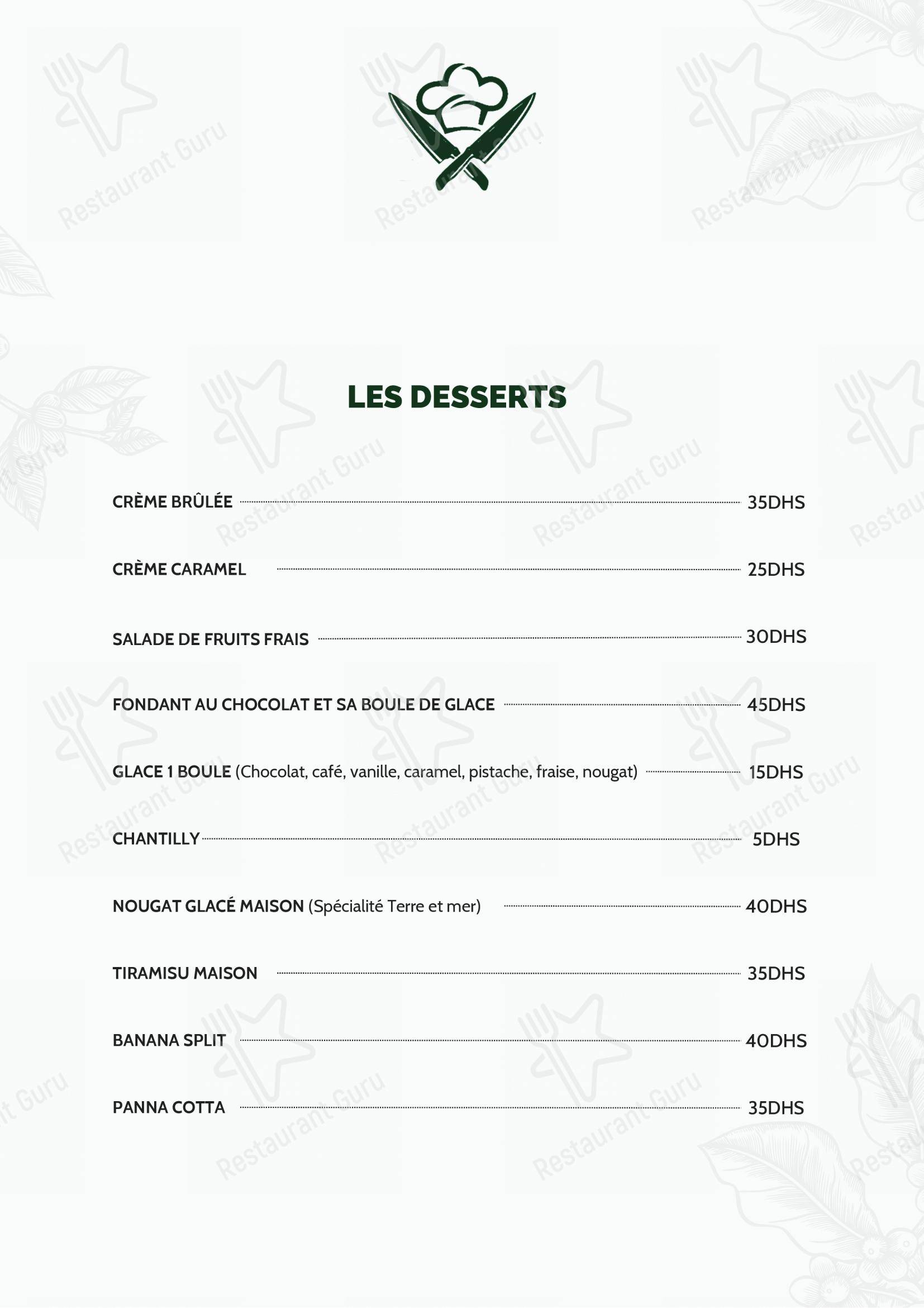 Terre et Mer dans Labourse - Menu