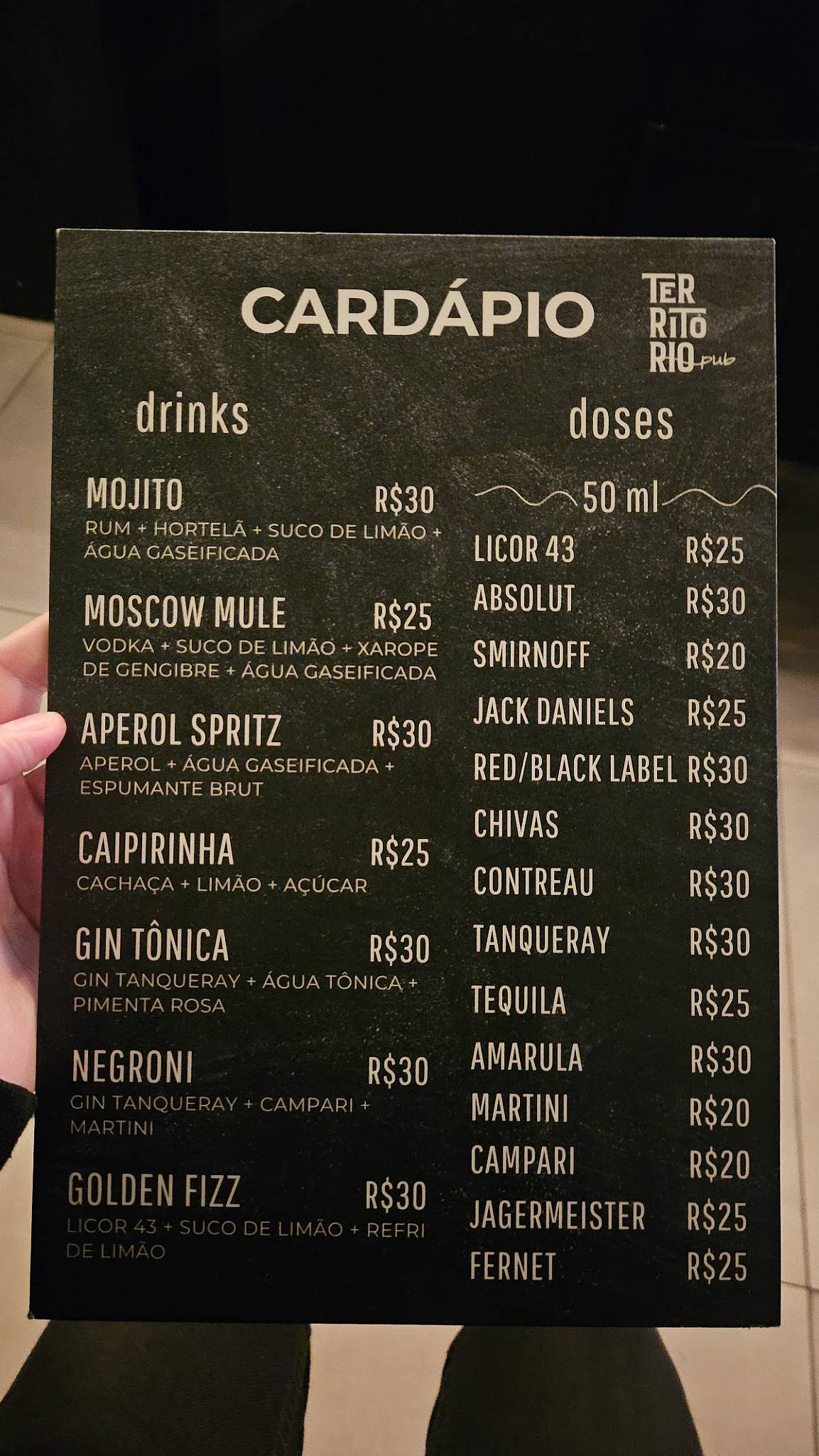 Território Pub cardápio