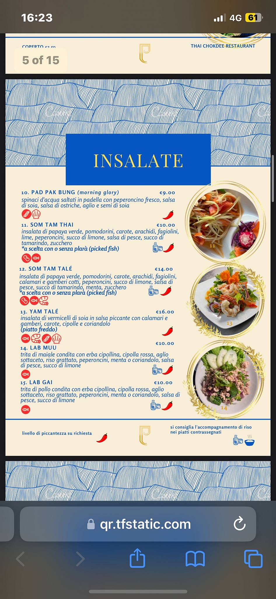Menu di Thai Chokdee restaurant 