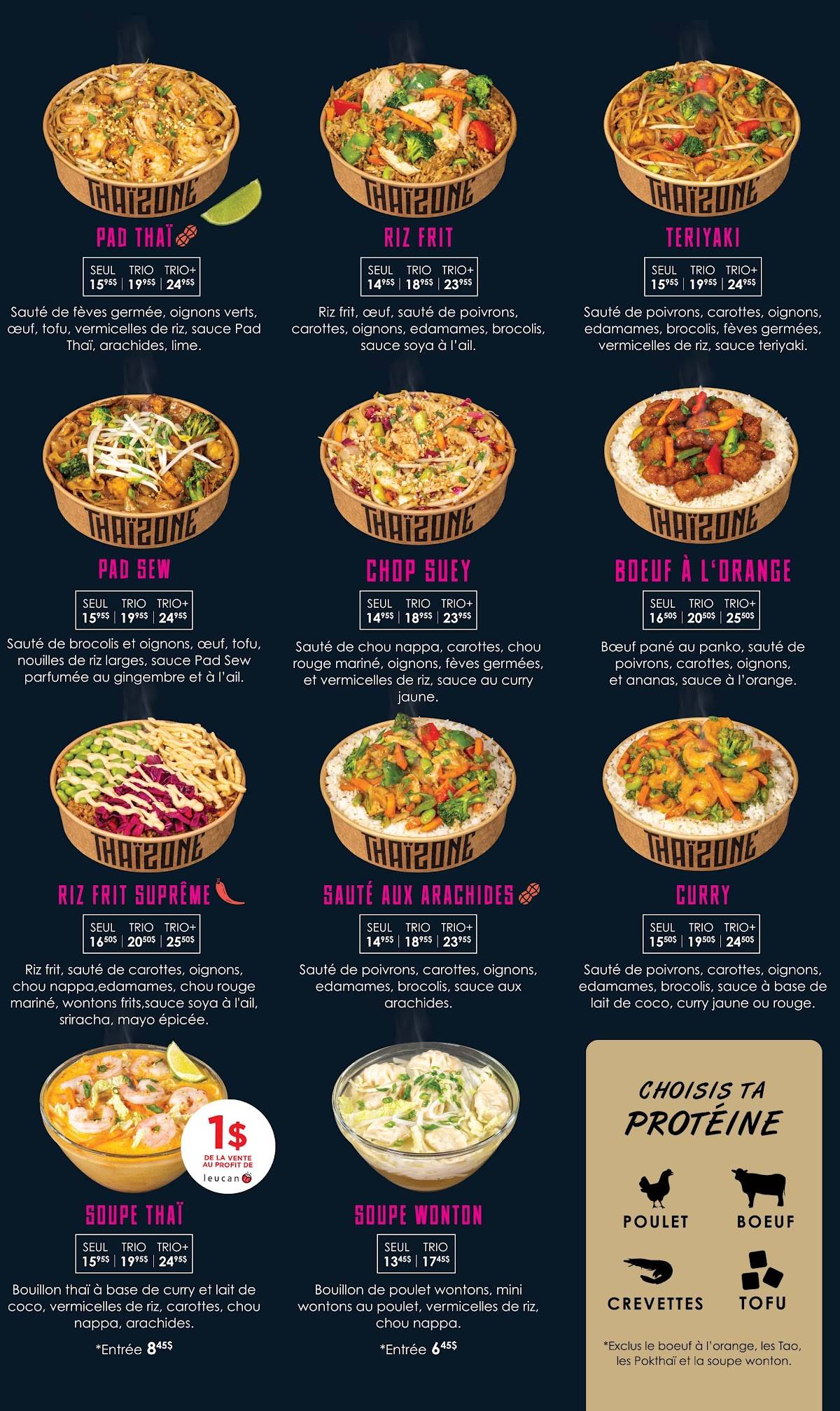 Menu de Thaïzone