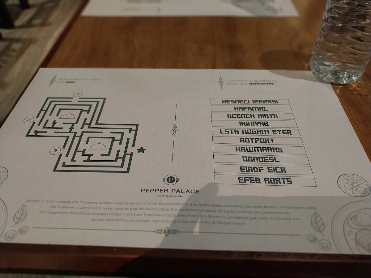 Menu at Pepper Palace Restaurant, Thalassery