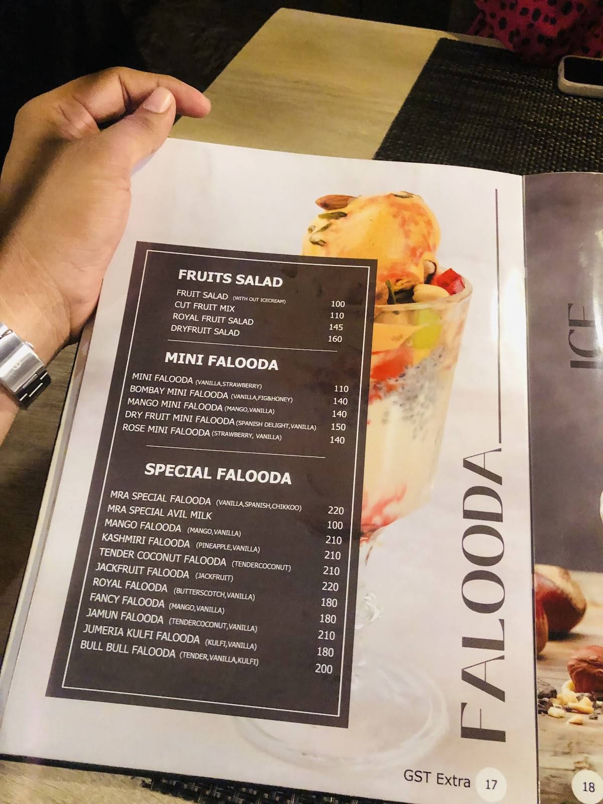 M R A Restaurant and Bakery menu