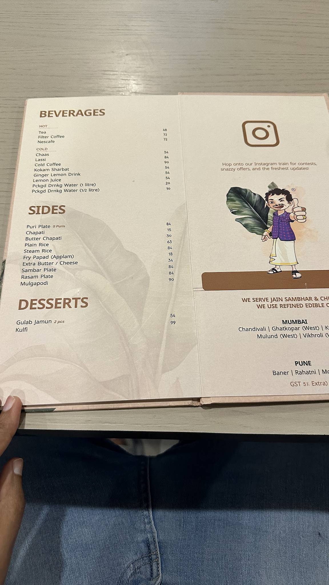 Thambbi Veg Restaurant menu