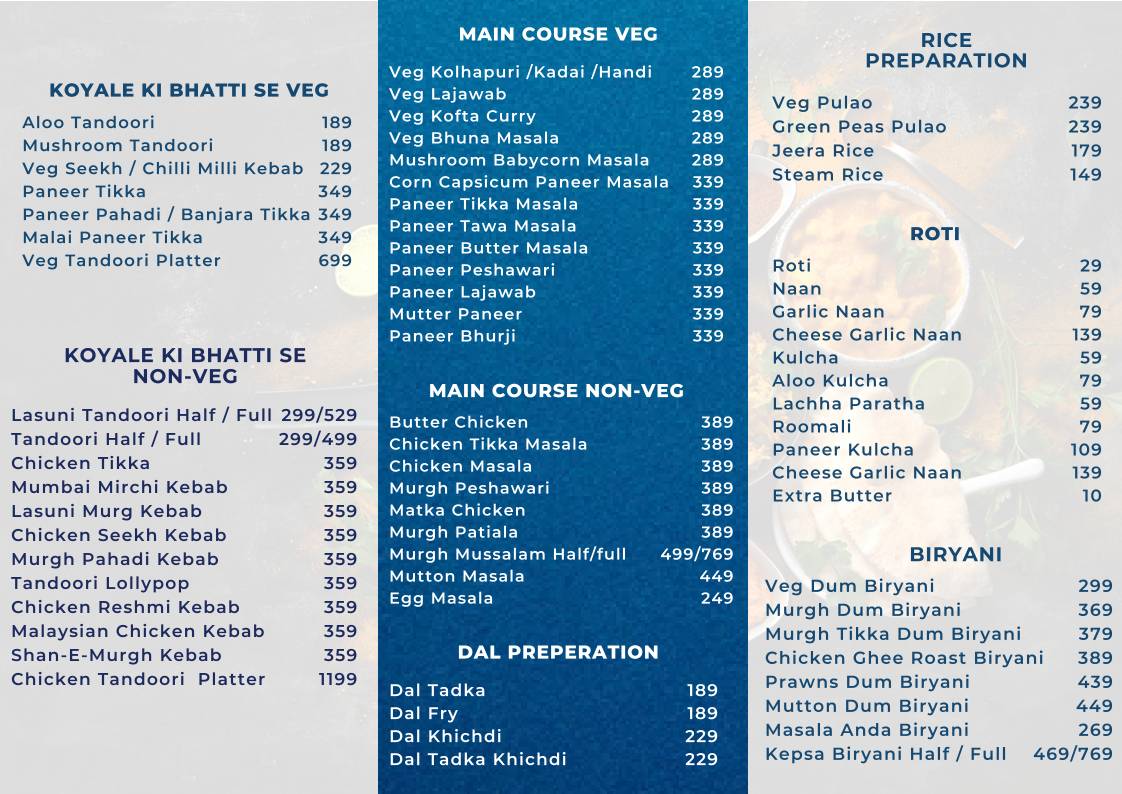 Mumbai Bawarchi menu