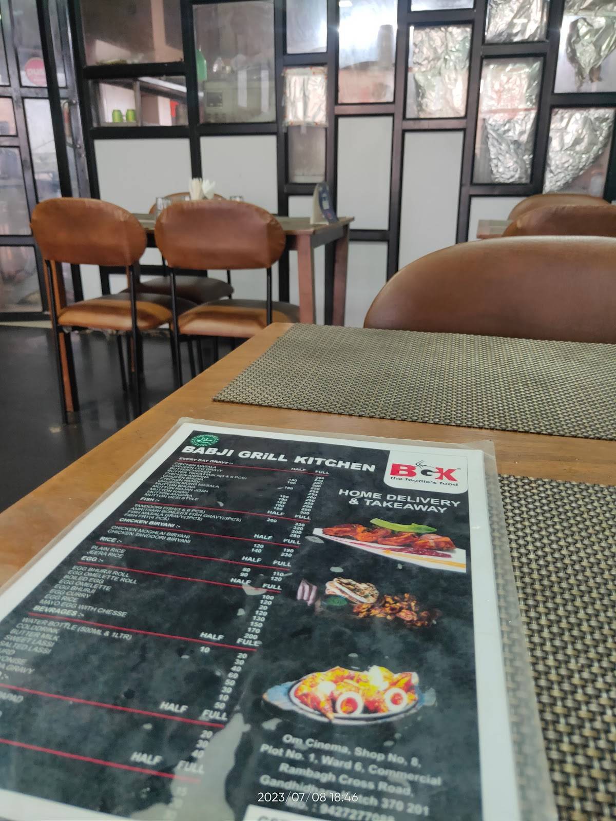 The Babji's Grill Kitchen menu