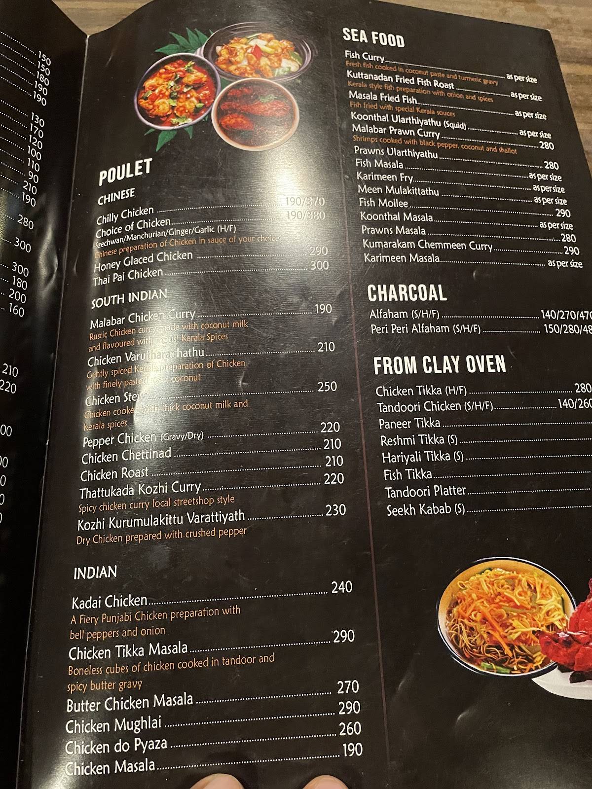 The Bamboo Restaurant menu