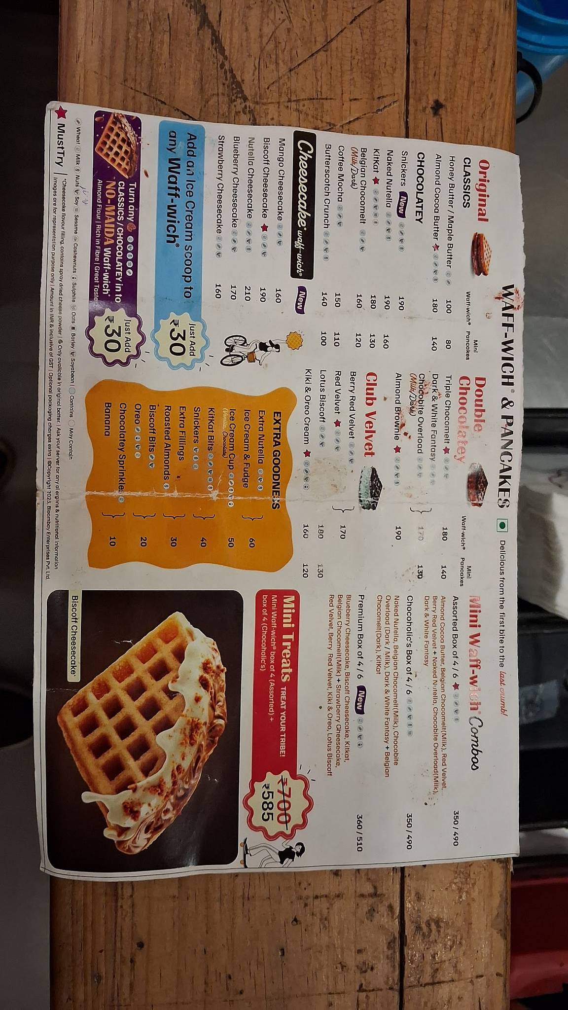 The Belgian Waffle Co menu