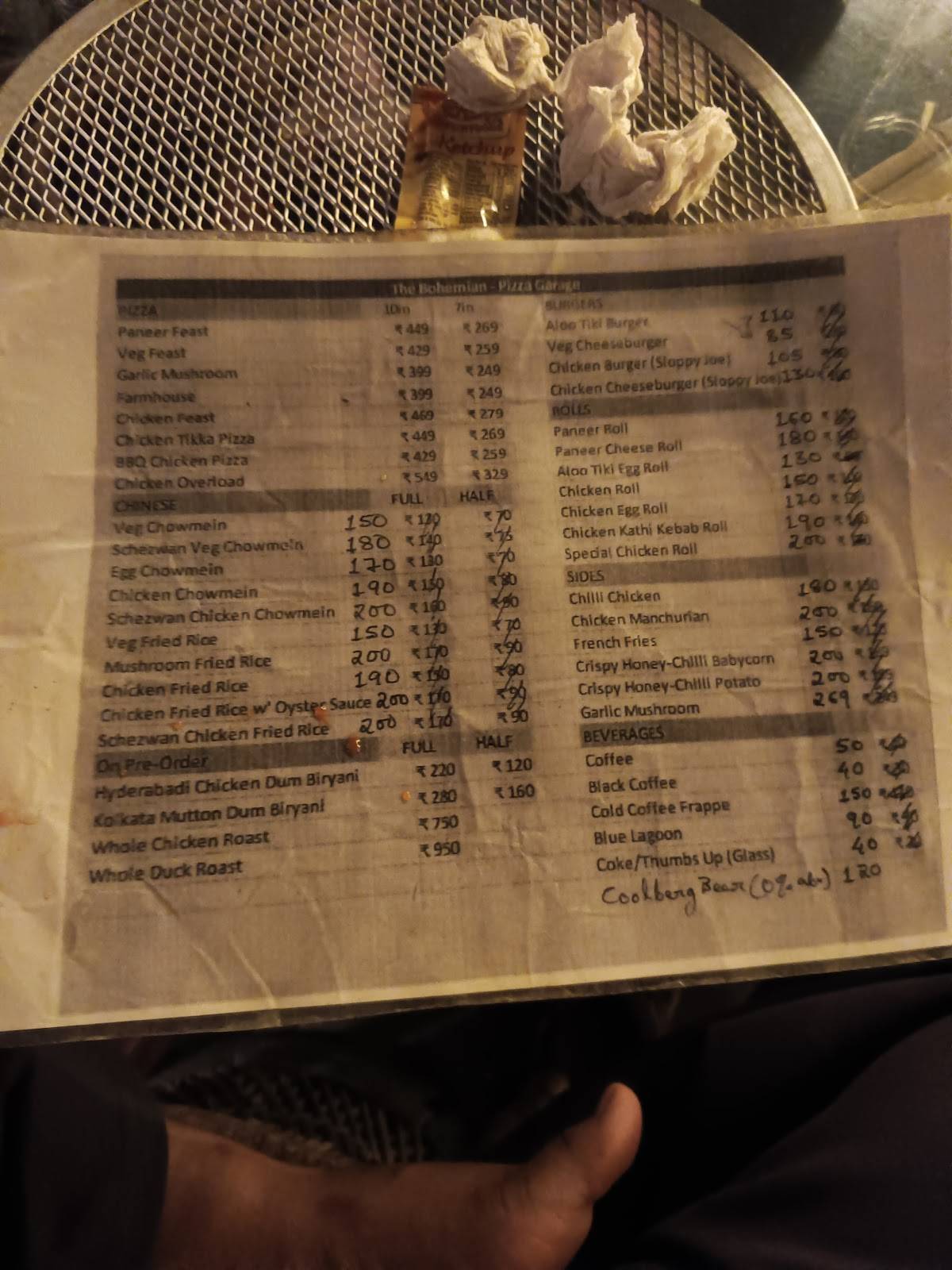 The Bohemian - Pizza Garage menu