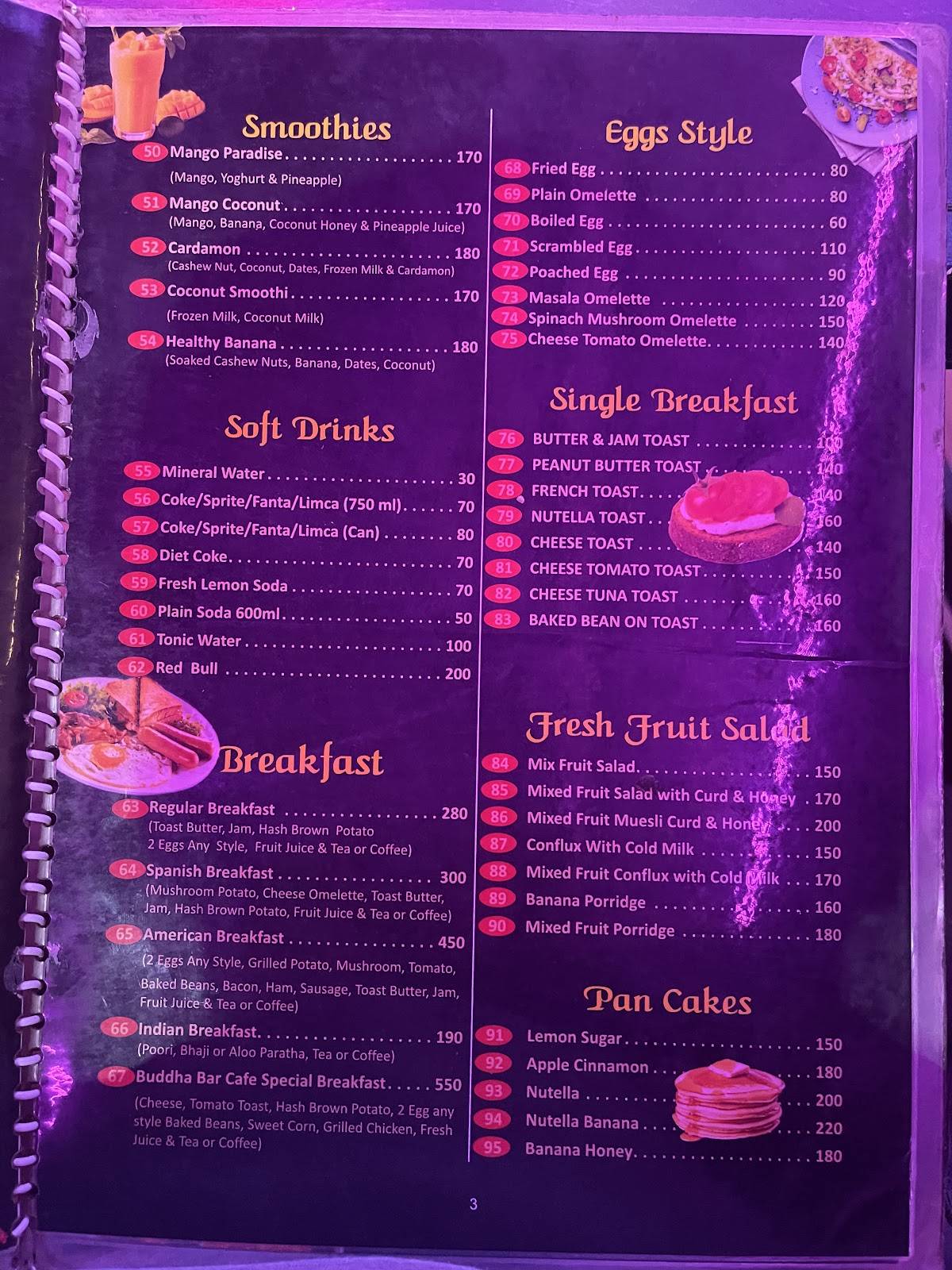 The Buddha Bar Cafe menu