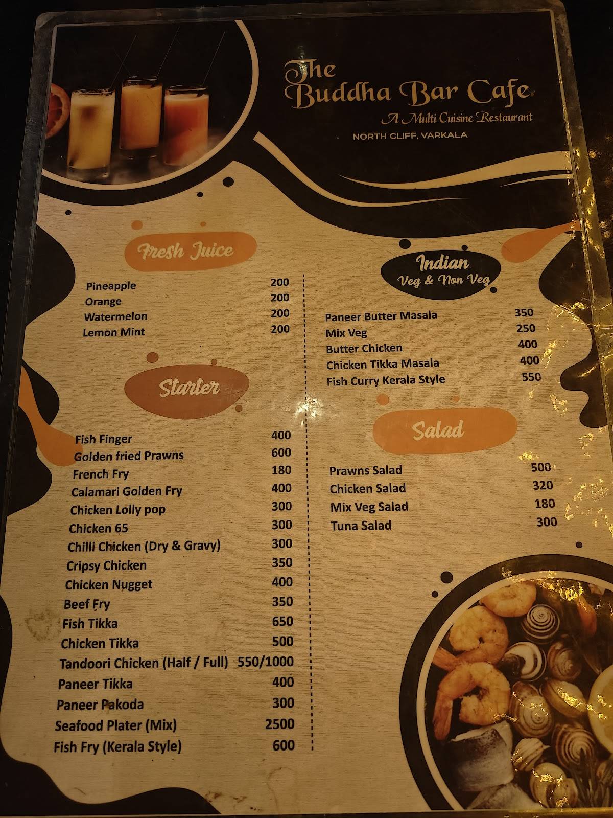 The Buddha Bar Cafe menu