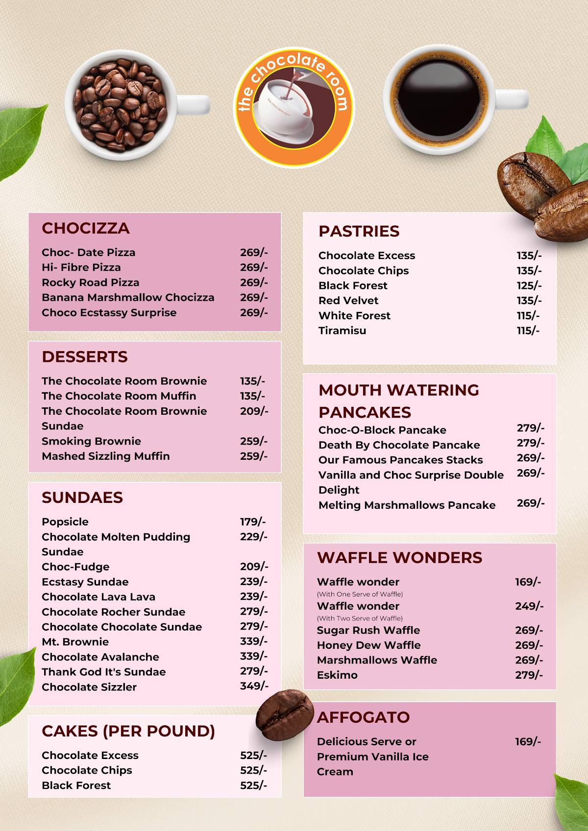 The Chocolate Room Best Coffee in Ranchi Best Dessert in Lalpur menu