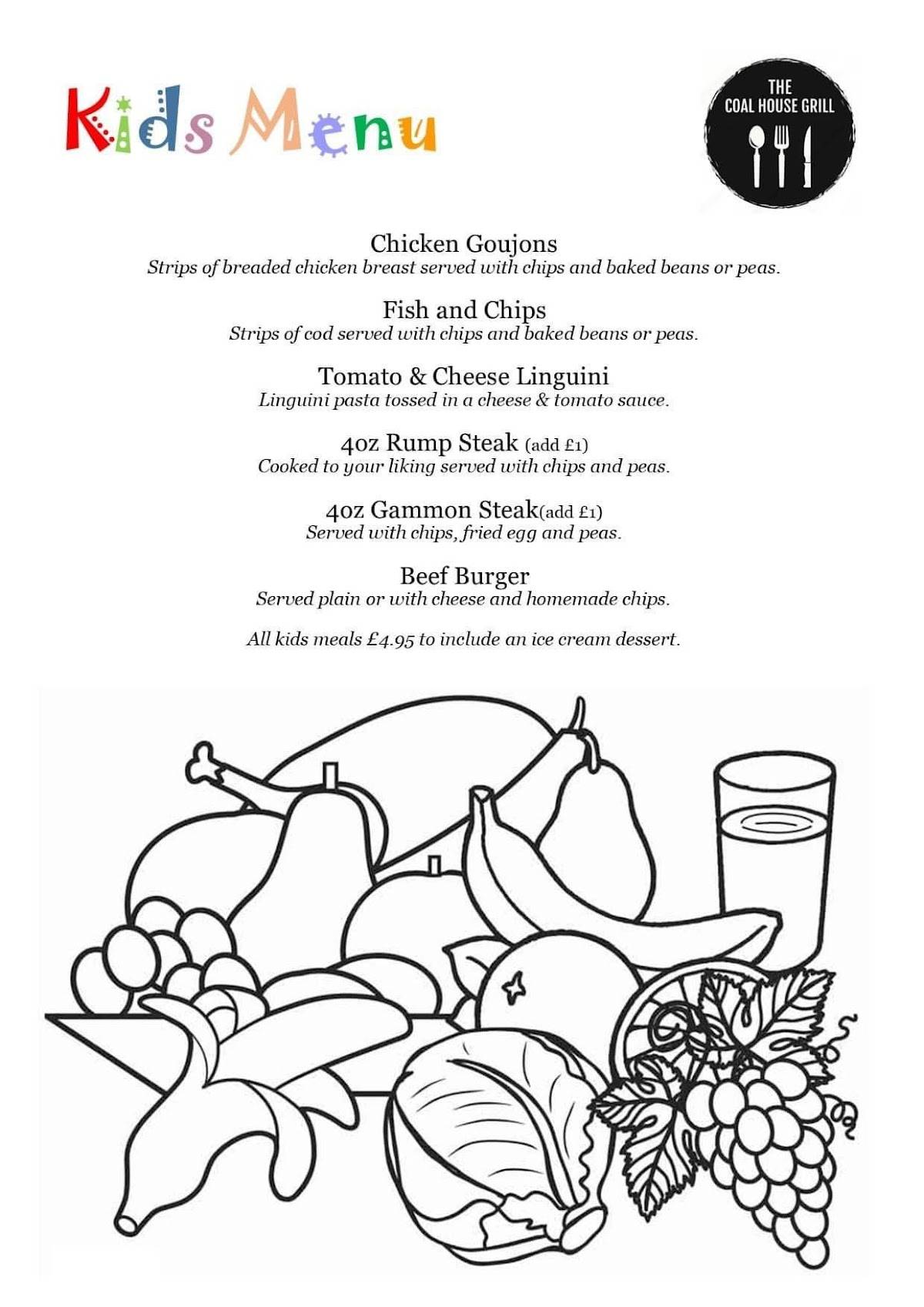 Menu at The Coal House Grill restaurant, Cross Hands