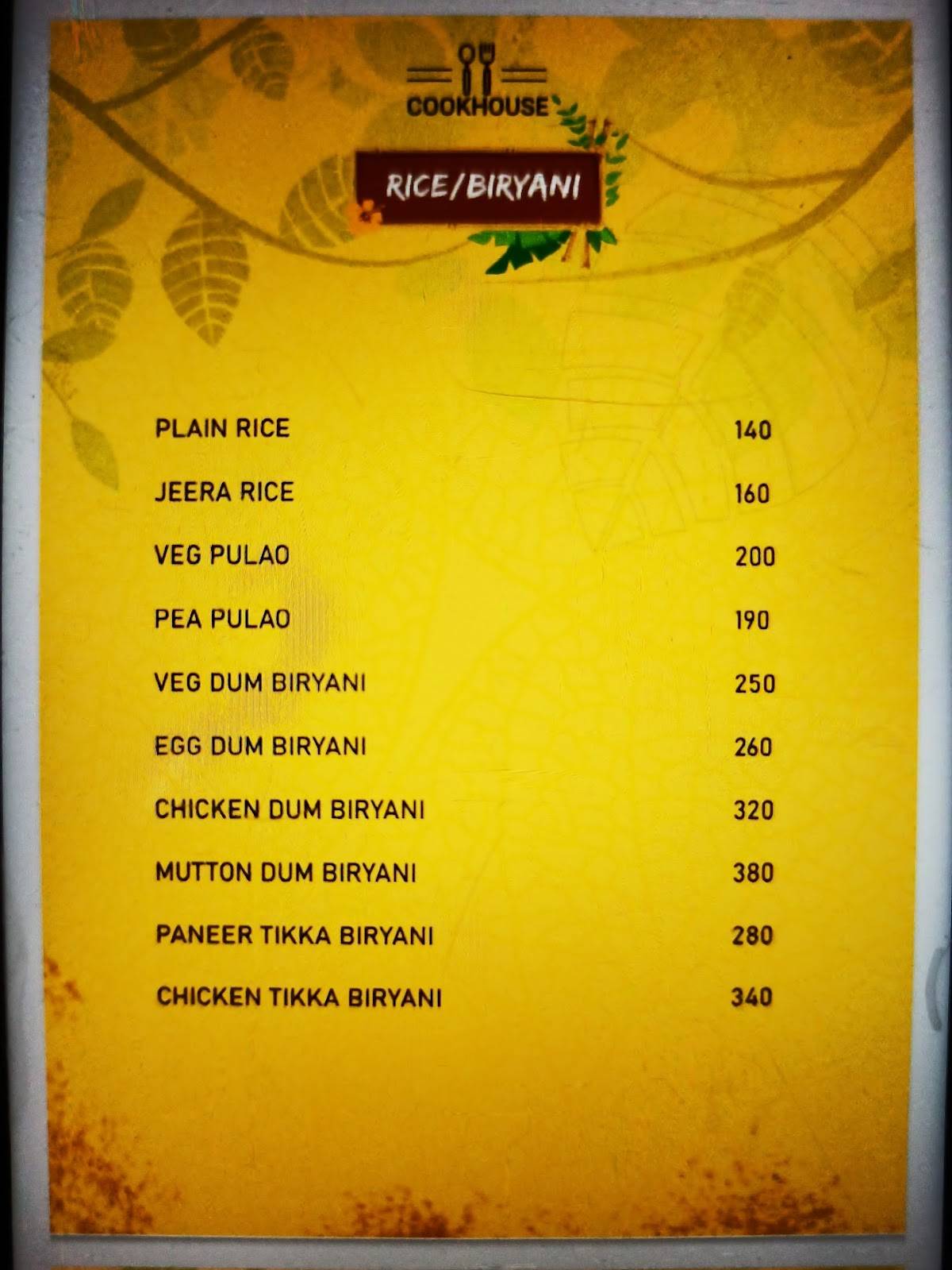 The Cook House - Roorkee's Finest Dining Destination menu