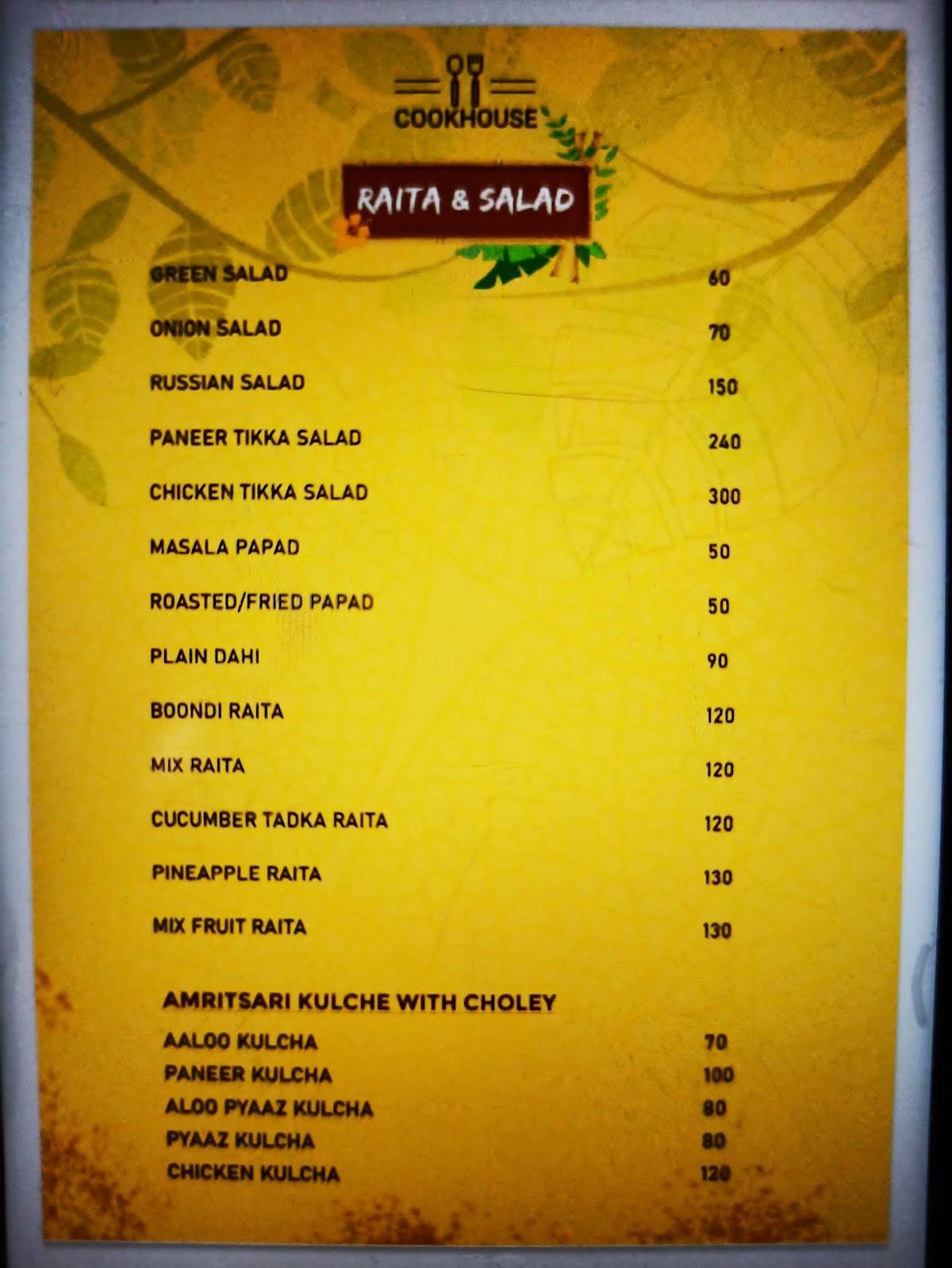 The Cook House - Roorkee's Finest Dining Destination menu