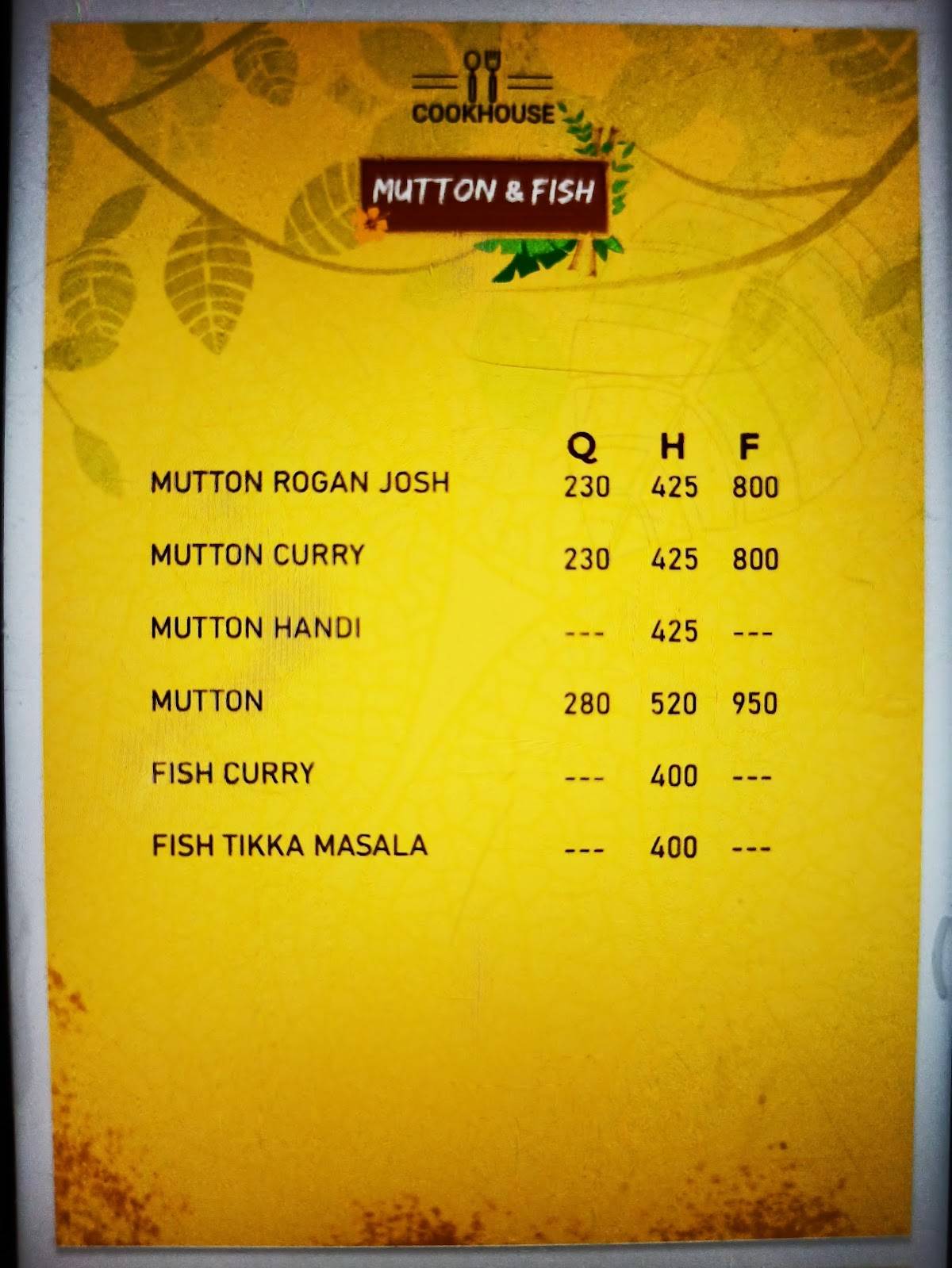 The Cook House - Roorkee's Finest Dining Destination menu
