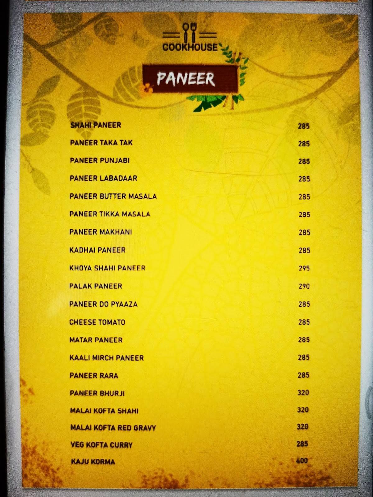The Cook House - Roorkee's Finest Dining Destination menu