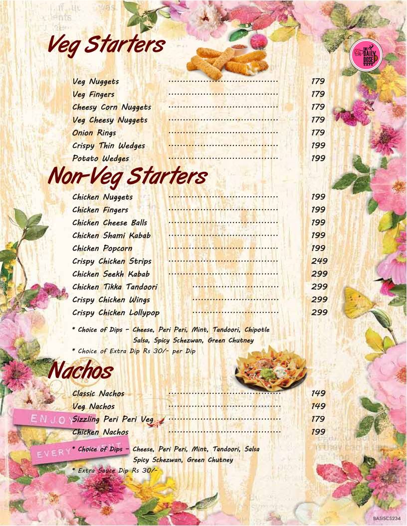 The Daily Dose Cafe menu