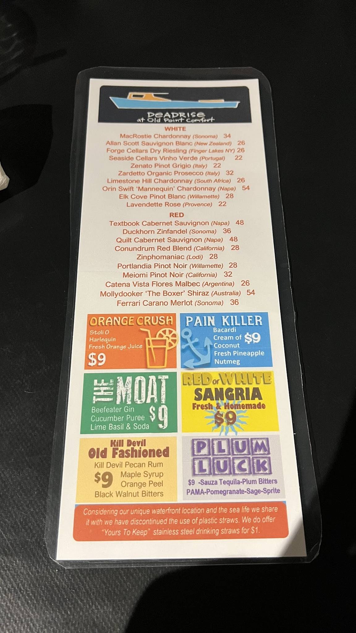 Menu at The Deadrise restaurant, Hampton, 100 McNair Dr