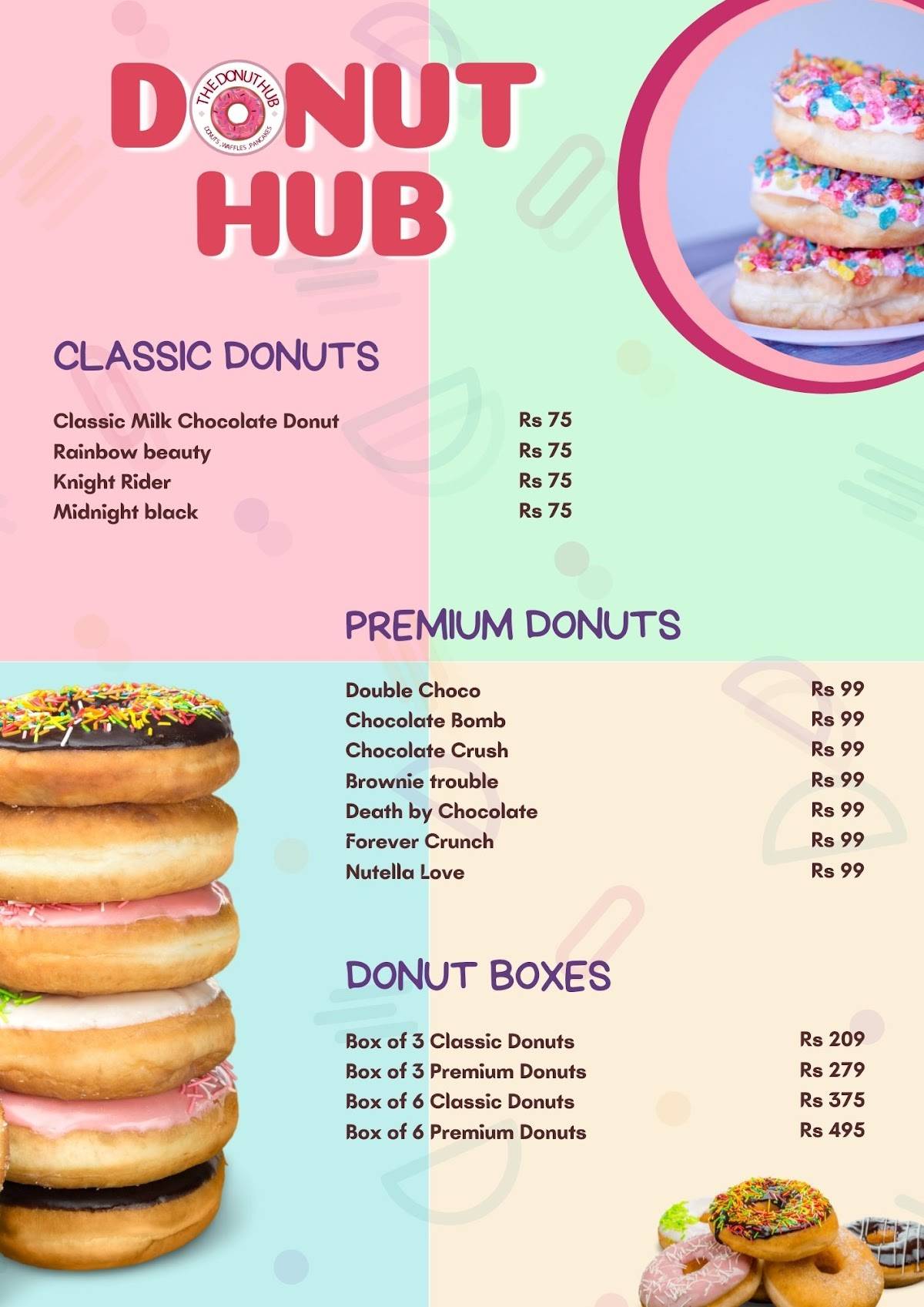 The Donut Hub menu
