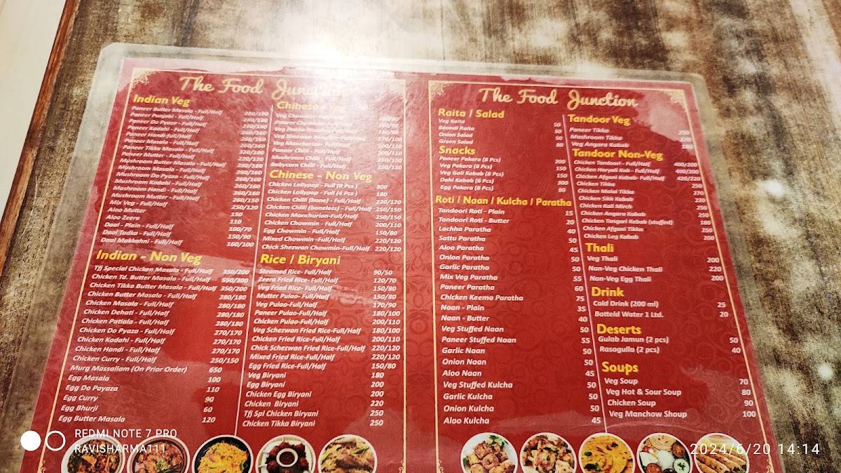 The Food Junction, Jagdeo Path menu