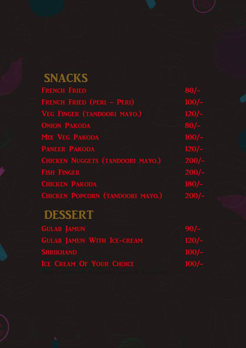 The Garden Cafe & Restaurant (A unit of KVS hospitality) menu