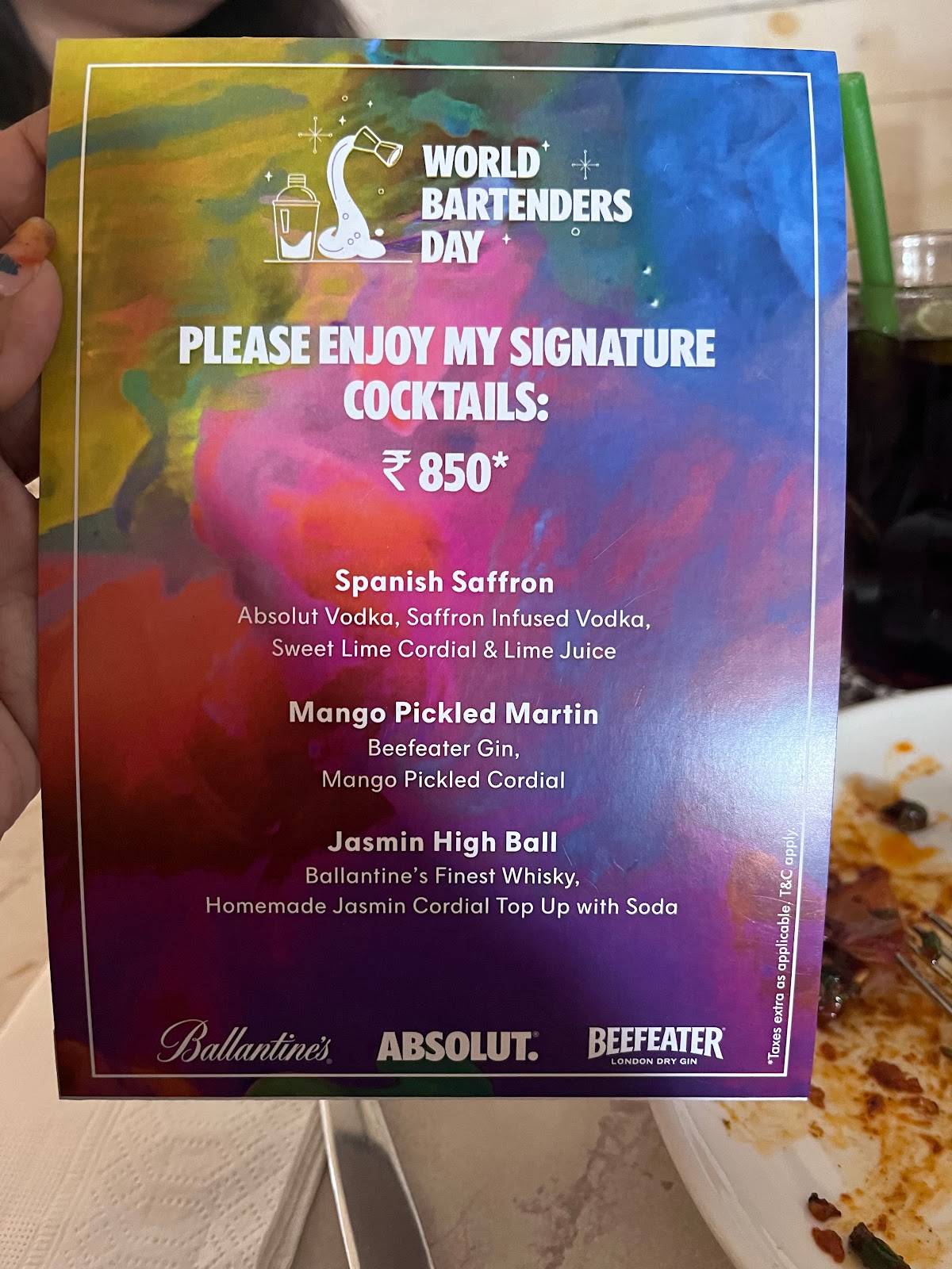 The Glass Onion menu