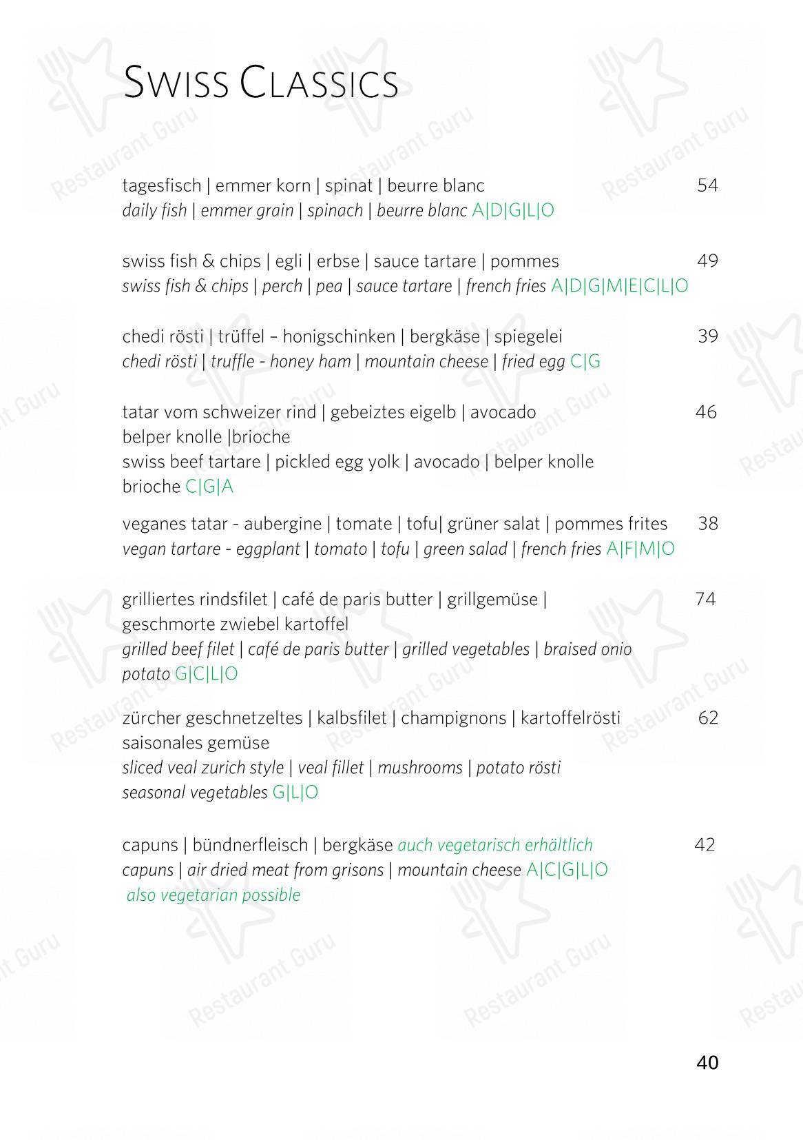 Menu di The Japanese at Gütsch on 2400 m - Menu