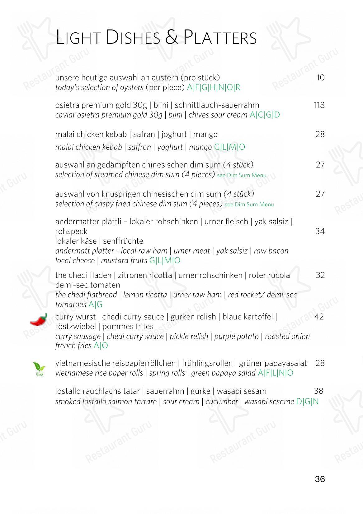 Menu per The Japanese at Gütsch on 2400 m ristorante