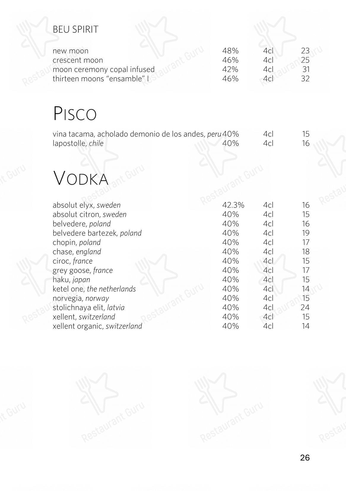 Menu per The Japanese at Gütsch on 2400 m in Andermatt