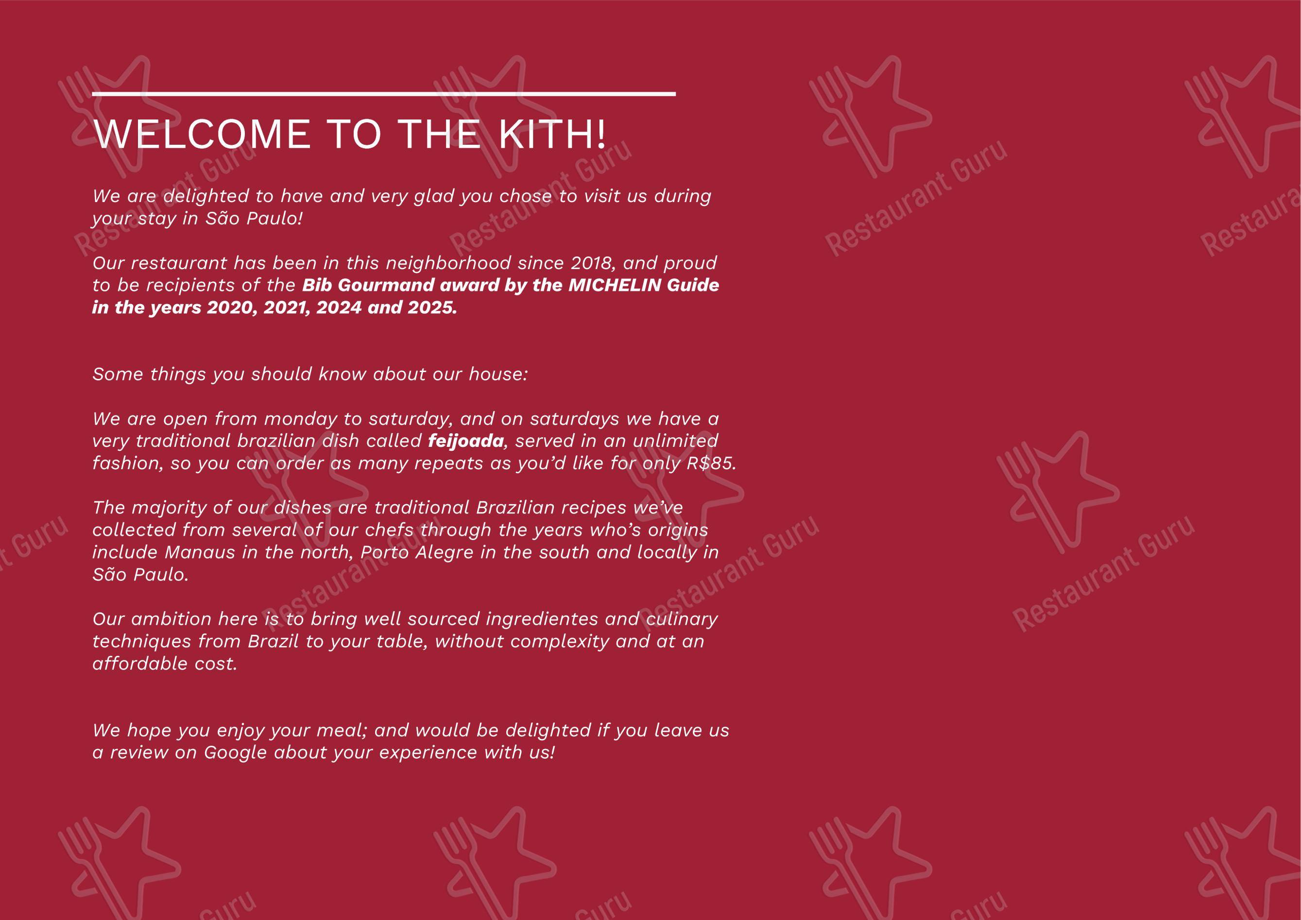 Menu bar para The Kith em São Paulo