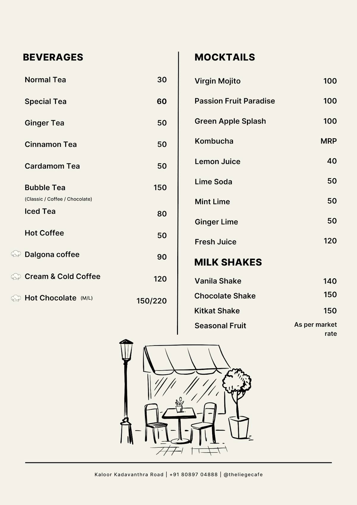 The Liege (The Burger Liege) menu