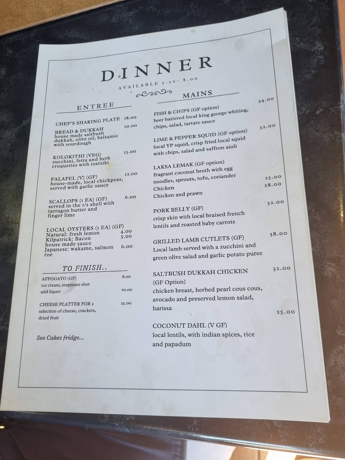 Menu at The Location Cafe, Edithburgh