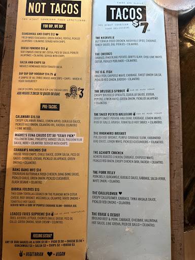 Menu de The Mule Hamilton